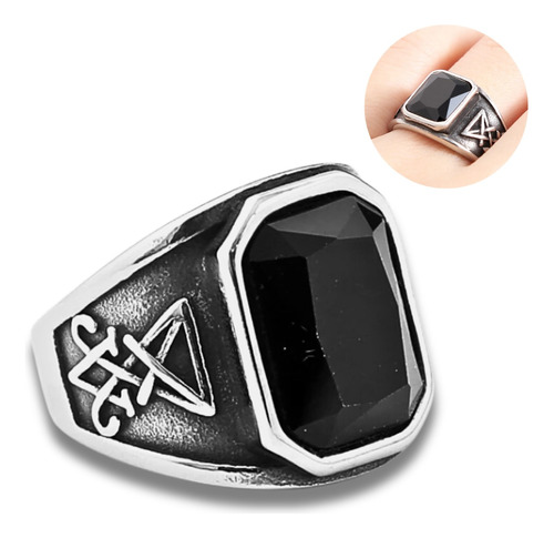 Anillo Clásico Para Hombre Y Mujer Con Piedra Sigilo Lucifer