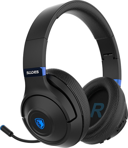 Headset Gamer Sades Wireless Whisper Bluetooth Multifunção Cor Preto