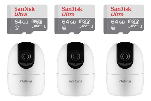 3 Câmeras Wifi 360 Im4 C Intelbras Mibo 360° + Sd 64gb Ultra