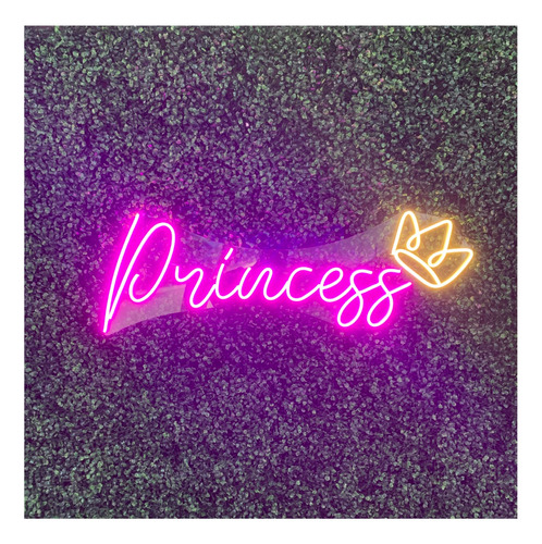 Placa Luminária Painel Neon Led Princess 29x84cm