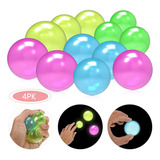 4 X Pelota Squish Pegajosa Antiestres Ball Glow Neón Tik Tok