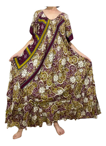 Vestido India Importado Seda Hindú Talle Grande Xxxl
