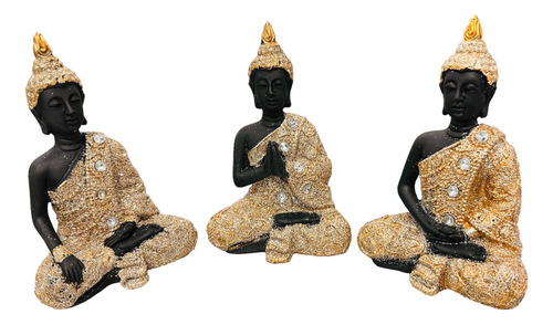 Trio Estátua Buda Hindu Tibetano Meditação Chakras