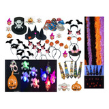 Kit Acessórios Halloween Chapéus,piscas Caveira,abóbora 50pç