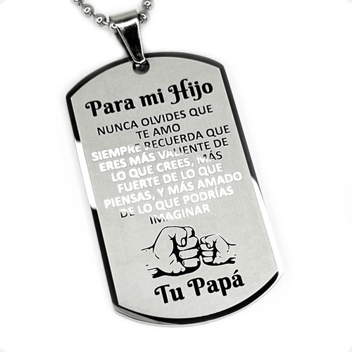 Dije Placa Militar Para Mi Hijo Puños Grabado Laser Cadena B