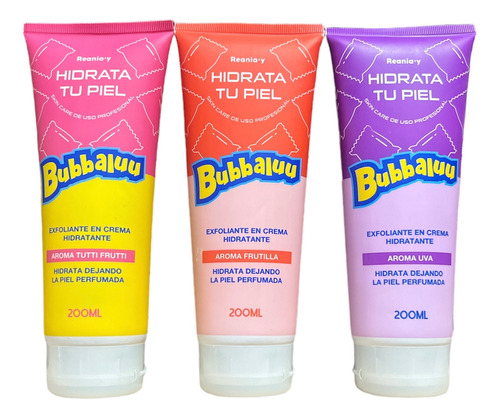 Exfoliante Corporal En Crema Bubbaluu 200ml Set 3 Unds