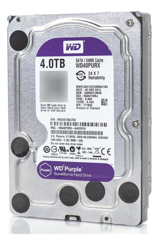 Disco Duro Interno Western Digital Wd Purple Wd40purx 4tb