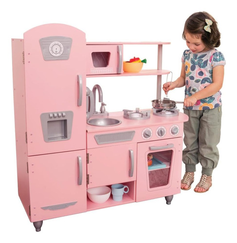 Juego De Cocina P/niños; Madera Vintage, Rosa; Kidkraft