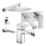 Combo Griferia Roca Escuadra Lav Pared+ducha Emb C/t+bidet