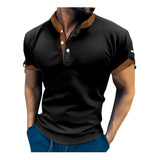 Camiseta En Forma De U Para Hombre, Manga Corta, Con Solapa,