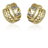 Aretes Oro 14k Lam Arracada Huggies Zirconia Chica Mujer Mod