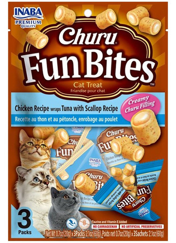 Snack Gatos Inaba Ciao Churu Fun Bites Atún Y Ostiones 60gr