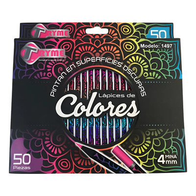 Lápices de Colores Borrables Para Superficie Oscura 50 Piezas Tryme | MercadoLibre