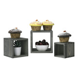 Mygift Soporte Decorativo Para Cupcakes De Madera Gris Vint.