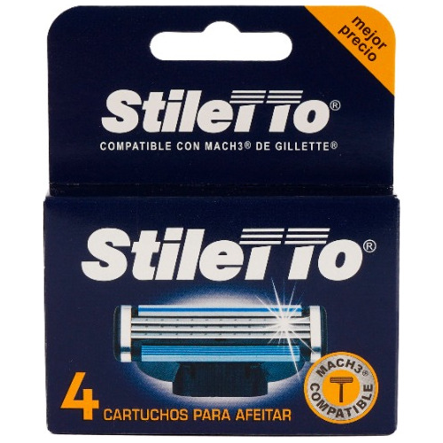 Stiletto® 4 Cartuchos De Afeitar Compatibles Con Mach3® 