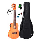 Ukulele Shelby Su23me Stnt + Capa+afinador+paleta+ Capo Jx25