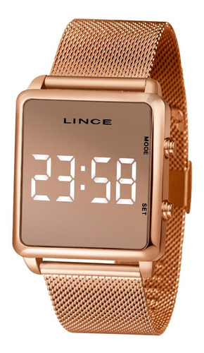 Relogio Lince Feminino Mdr4619l Bxrx Digital Rose Quadrado F