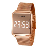 Relogio Lince Feminino Mdr4619l Bxrx Digital Rose Quadrado Fundo Rose Espelhado