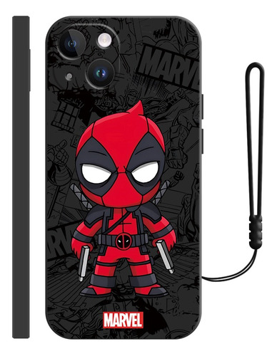 Funda De Silicona Para iPhone Diseño De Deadpool + Correas