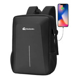 Mochila Laptop Backpack Seguridad Escolar Hasta 17 Pulgadas Color Negro Diseño De La Tela Liso