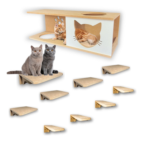 Playground Gato Kit 10pçs Nichos E Degraus 100% Montado