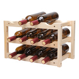 Expositor De Vino Plegable De Madera Maciza Para 12 Botellas