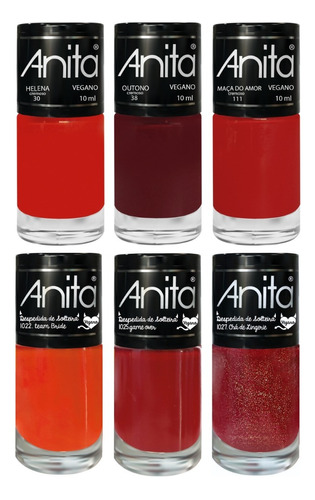 Kit Coleção Anita Tons De Vermelho Para Unhas Manicure