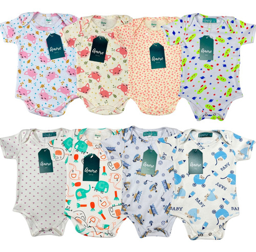 Kit 4 Bodys Estampado Infantil Bebê Roupa Menino Menina