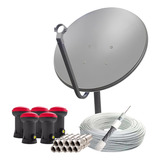 5 Antena Digital Chapa Parabolica 60cm Ku + 5 Lnbf Cabo