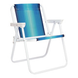 Cadeira De Praia Infantil Alta Aço Mor Cor Azul