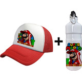 Pack Jockey De Malla Y Botella Aluminio Mario Super Mario