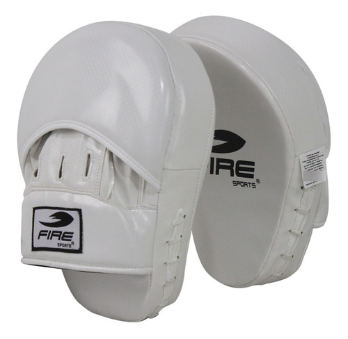 Par Manoplas Fire Sports® Manillas Curvas Pvc Boxeo Blanco 