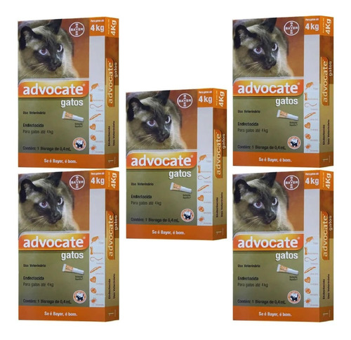 5 Advocate Gatos Até 4 Kg Antipulgas Envio Imediato Com Nf