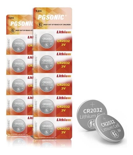 Pgsonic Cr2032 - Batera De Litio De 3 V (10 Unidades)