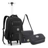 Kit Mochila Rodinha 360º Grande Viagem Escolar Matelassê