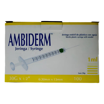 Jeringa Para Insulina 30gx13mm De 1ml Ambiderm Caja\u002F100 Pz Capacidad En Volumen 1 Ml | MercadoLibre