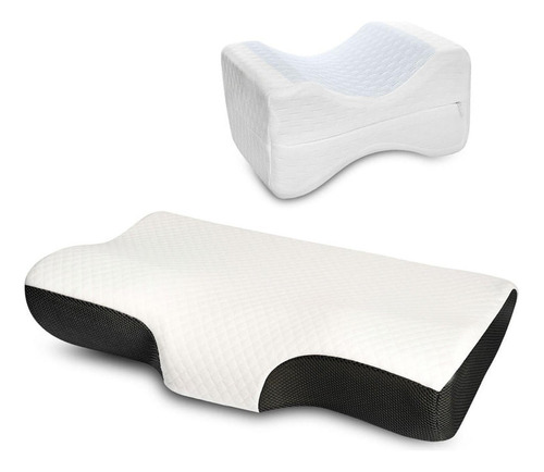 Set X2: Almohada Cervical + Almohada Para Piernas Con Gel