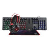 Kit Gamer Fiddler Teclado + Mouse + Mouse Pad Y Audifonos 