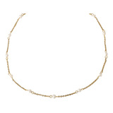 Collar De Perlas Cadena Chapada En Oro 18k