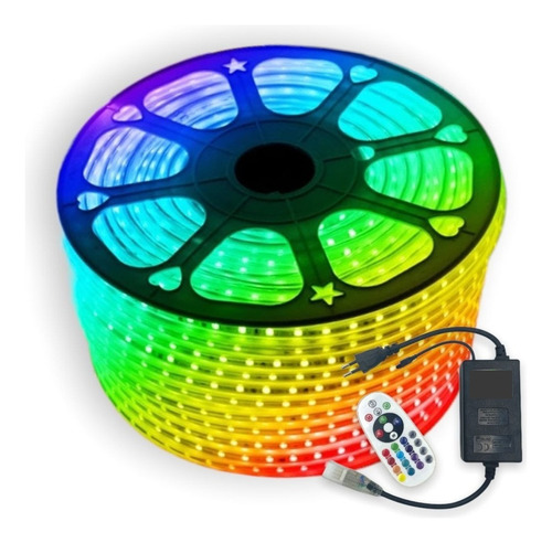 Mangueira Led 5050 Rgb Colorido Chata 13m + Fonte E Controle