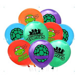 Juego 10 Globos Látex Tortugas Ninja Tmnt Fiesta Modelo 1