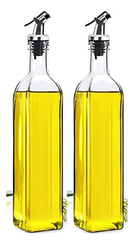 Set X 2 Botellas Aceitero Vinagrero Vidrio Acero Pico 500 Ml