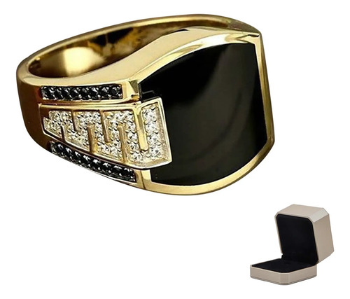 Anillo Hombres Negro Piedra Preciosa & Zirconia Cúbica