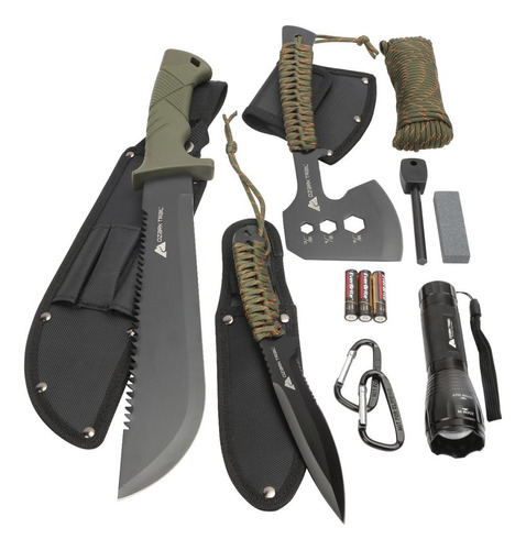 Kit 12 Paq Herramienta Machete Acampar Ozark Trail Camping Color Verde Oscuro