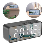 Reloj Despertador Digital Bocina Bluetooth Con Espejo Led