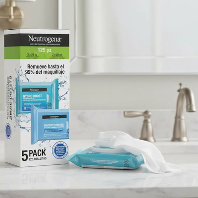 Toallitas Desmaquillantes Neutrogena 5 Pack 125 Pzas | Envío gratis