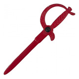 Espada Vermelha De Metal Com Pedra Preta 17cm