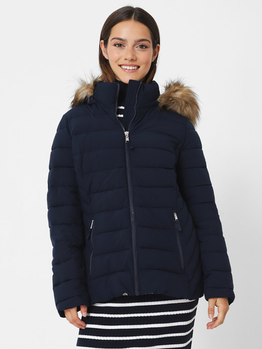 Parka Acolchada Con Cierre Azul Tommy Hilfiger