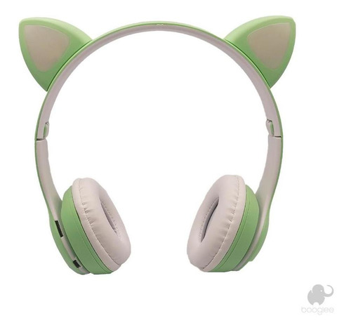 Fone De Ouvido Orelha De Gato Verde - Booglee