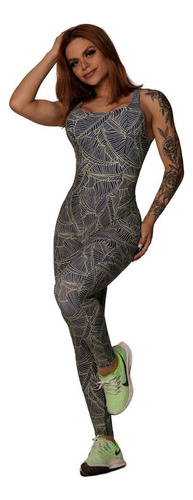 Macacao Legging Confort Empina Bumbum Tropical Leaf Moving